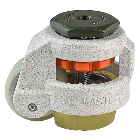 Foot Master Leveling Caster, 50 mm Polyurethane Wheel, 1/2-13 Stem, Swivel, 280 kg Cap, PU Foot Pad, Ivory GD-60-S-HUP-CUR-1/2